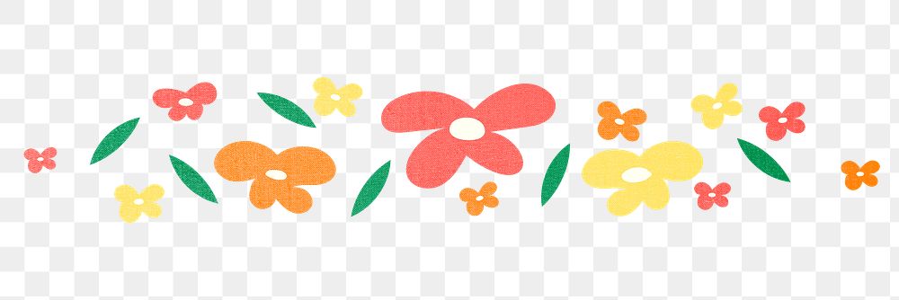 Flower divider png, colorful flat design sticker illustration