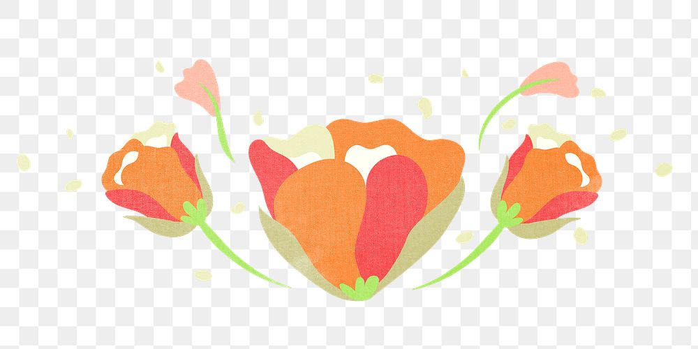 Colorful flower divider png, cute sticker, illustration