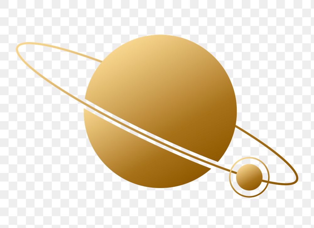Galaxy saturn png sticker, gold aesthetic planet art, gradient graphic