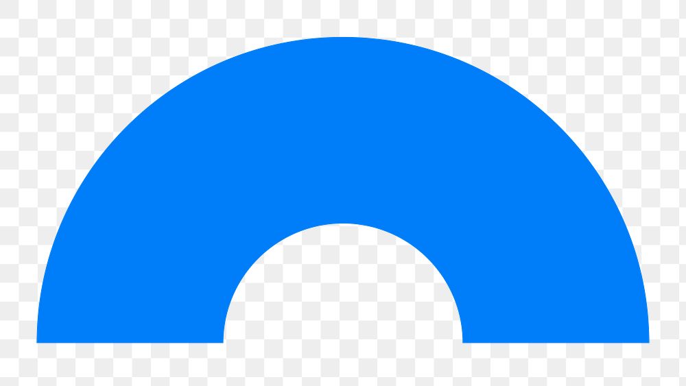 Semi-circle png sticker geometric shape, blue retro flat clipart