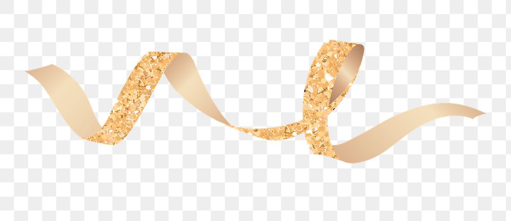 Glittery ribbon shape png sticker, cute birthday celebration clipart