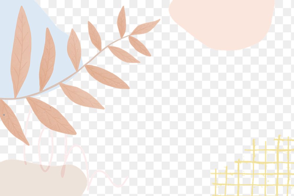 Botanical leaf Memphis png background transparent in pastel 
