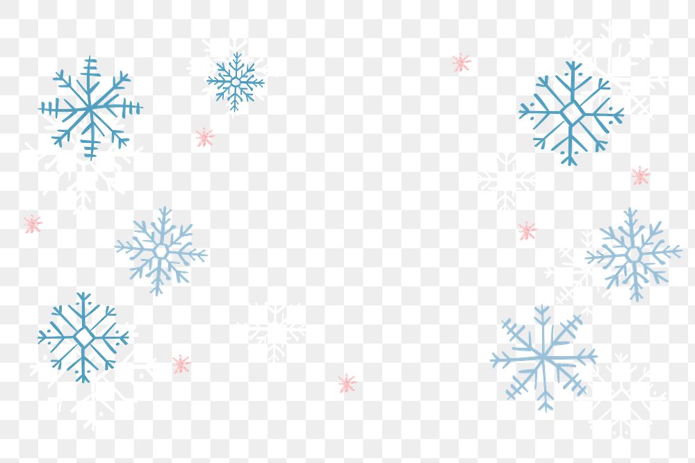 Winter snowflakes png background, Christmas doodle pattern in blue