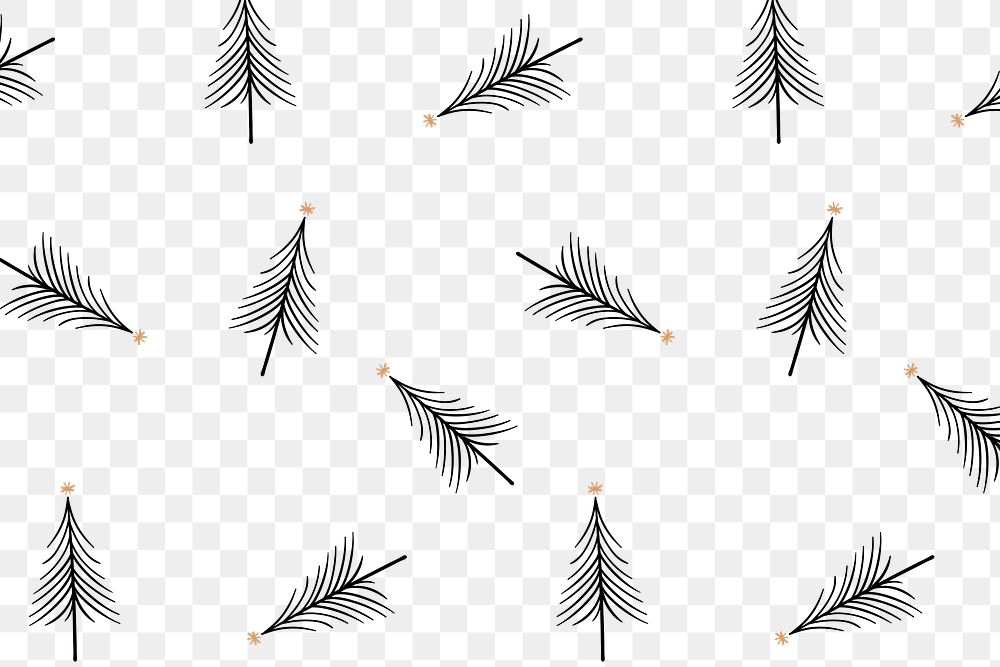 Simple Christmas png background, black trees pattern, cute doodle design
