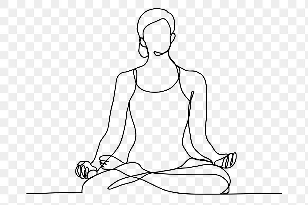 Lifestyle png line art, yoga woman, simple drawing illustration