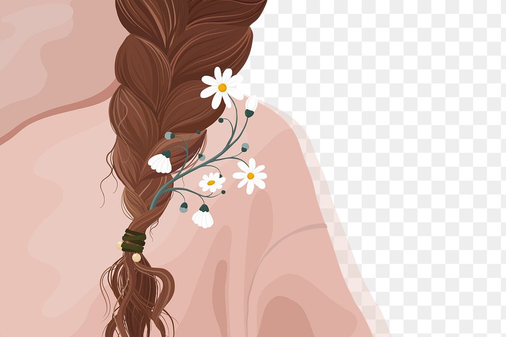 Floral braids background png transparent, aesthetic hairstyle
