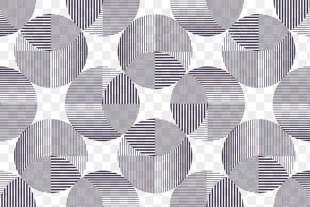 Geometric circle pattern png sticker, black retro style, transparent background