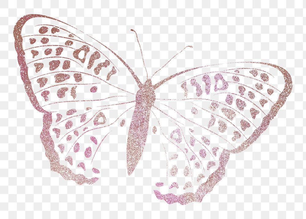 Pink glitter butterfly png collage | Premium PNG Sticker - rawpixel