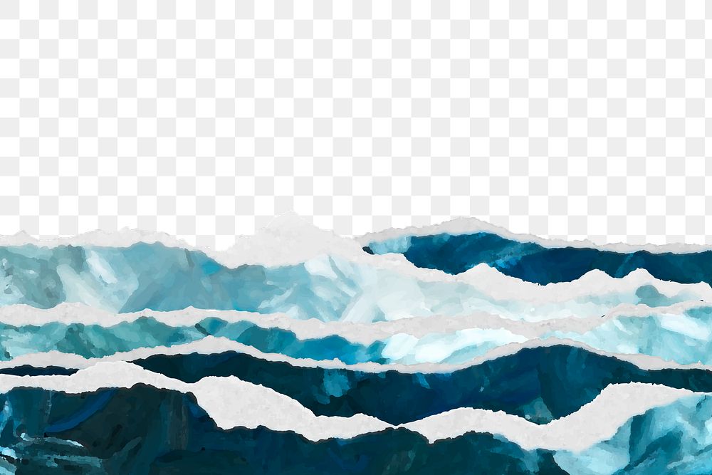 Ocean wave png background, border painting transparent design