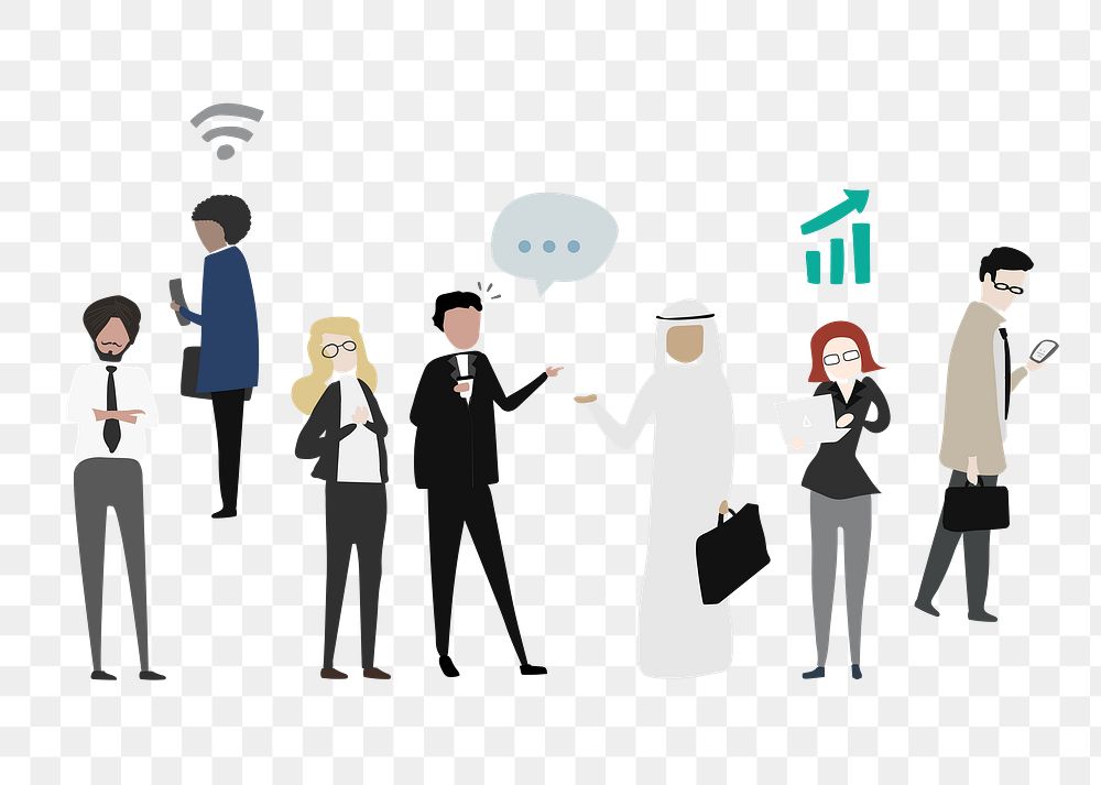 Business people png clipart, global connection concept