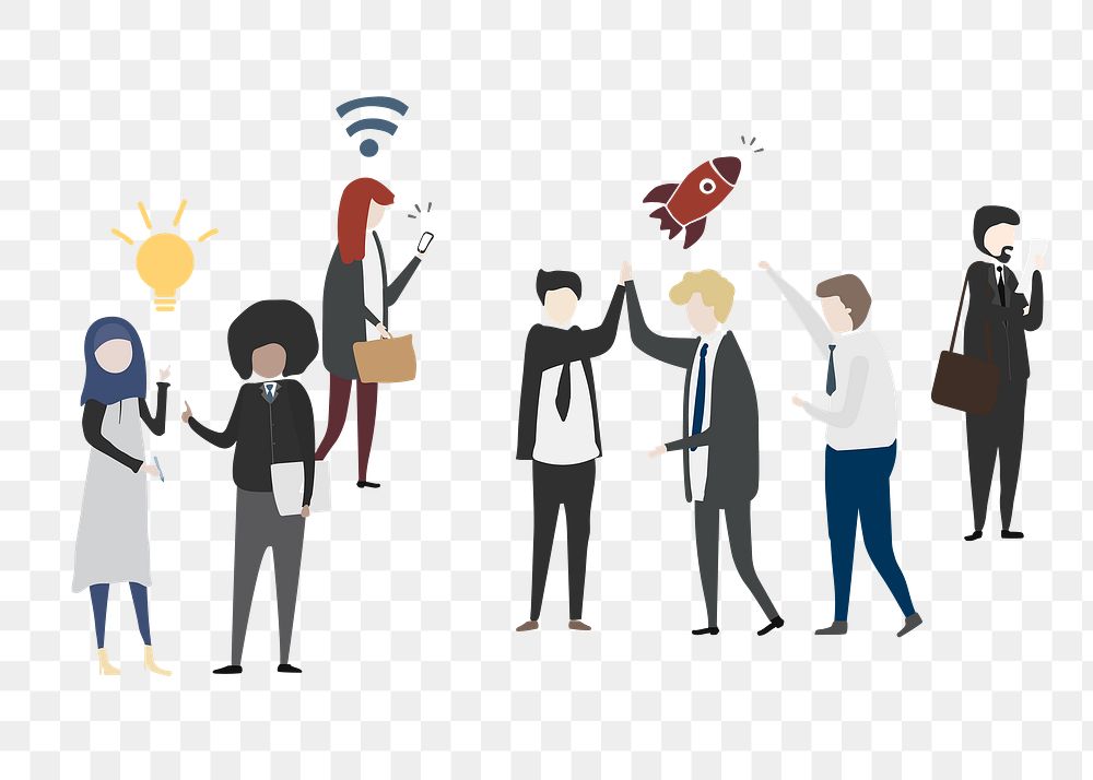 Business people png clipart, global connection concept