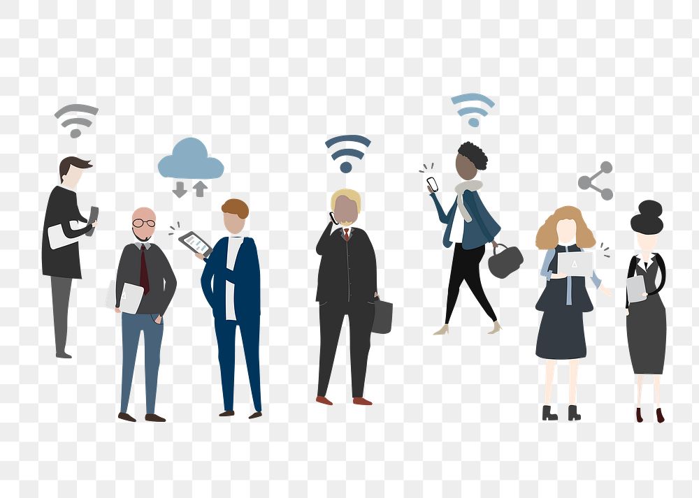 Business people png clipart, global connection concept