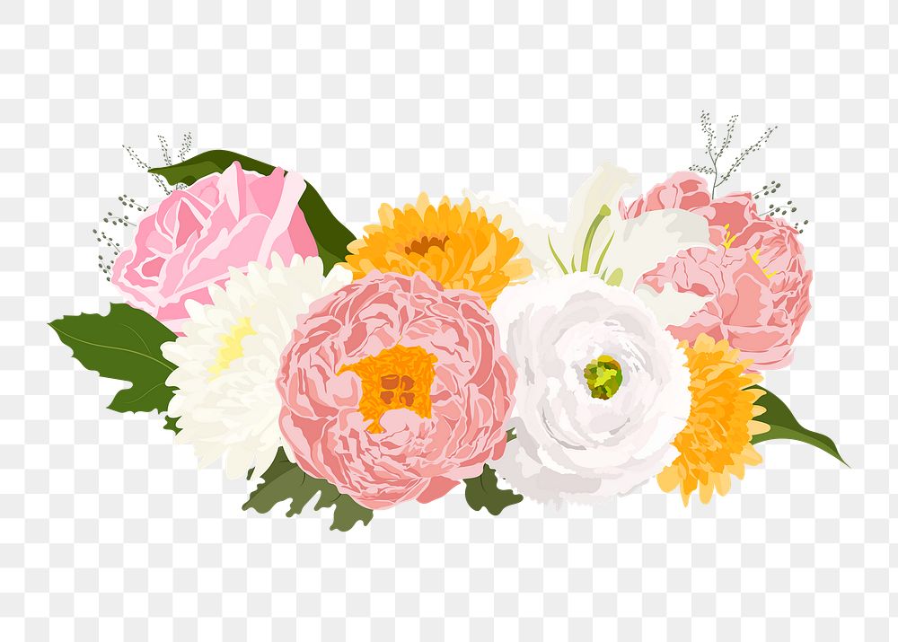Aesthetic flower png centerpiece clipart, wedding decoration on transparent background