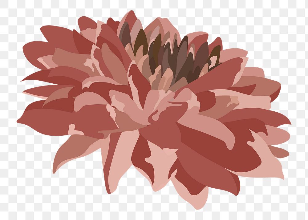 Chrysanthemum flower png sticker, pink earth tone illustration