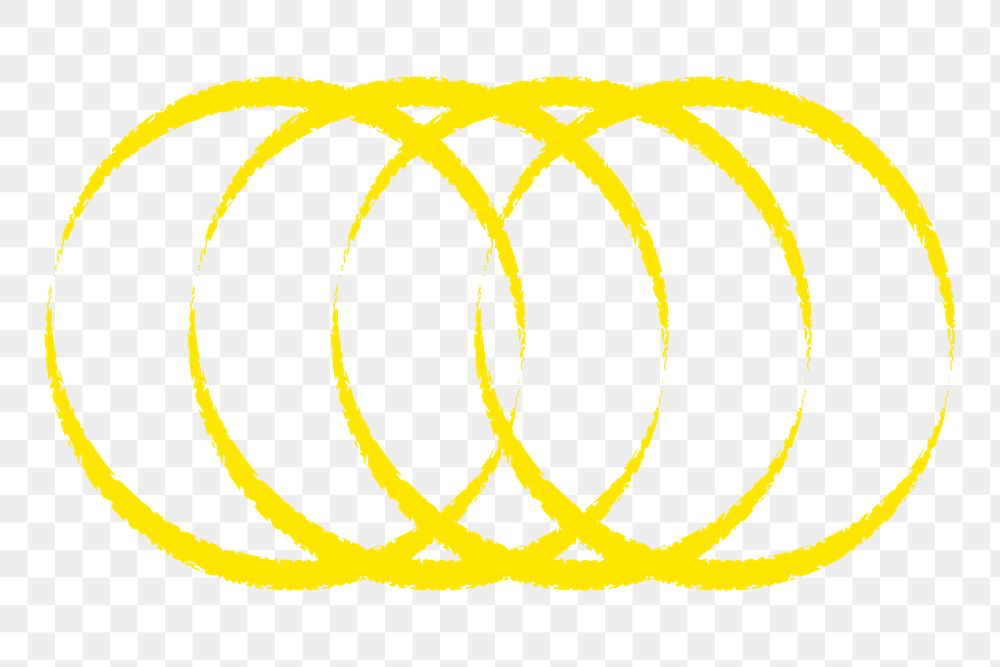 Overlapping circles png sticker, yellow geometric shape in cyberpunk design