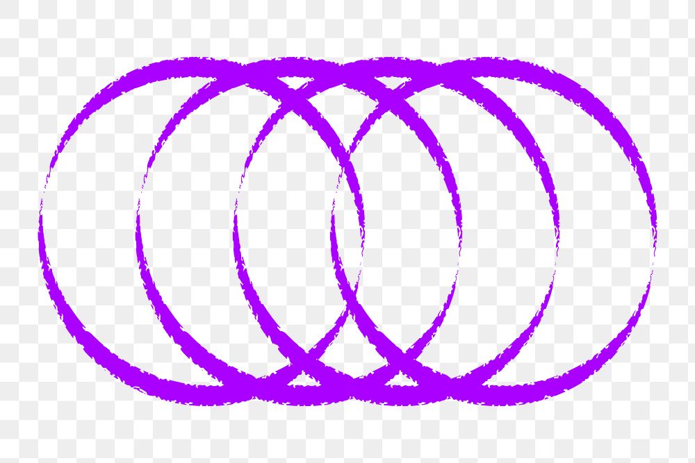 Overlapping circles png sticker, purple geometric shape in cyberpunk design