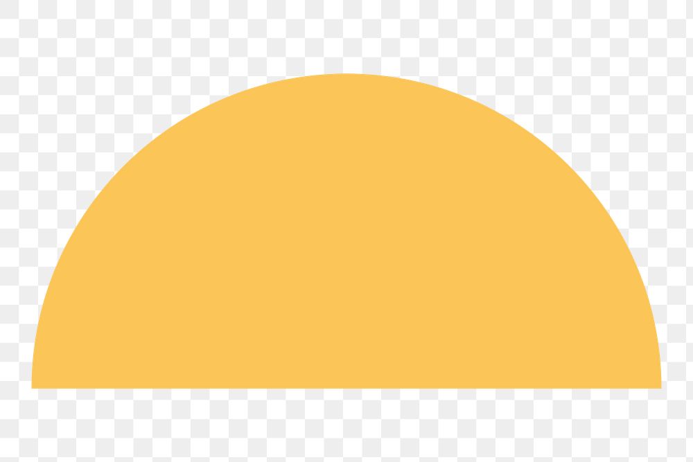 Yellow semicircle png sticker, flat geometric graphic