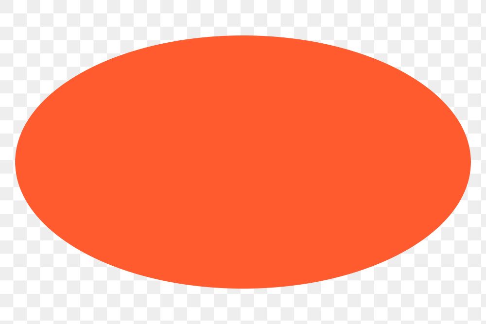 Orange ellipse png sticker, flat geometric shape on transparent background