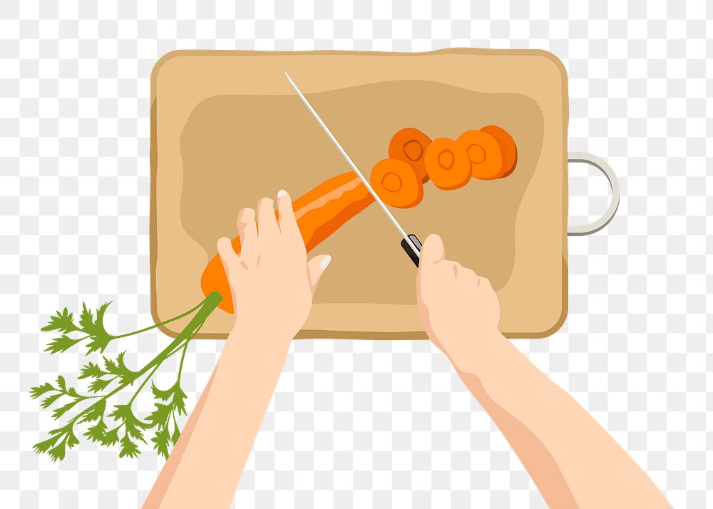 Chef cutting carrot png sticker, transparent background