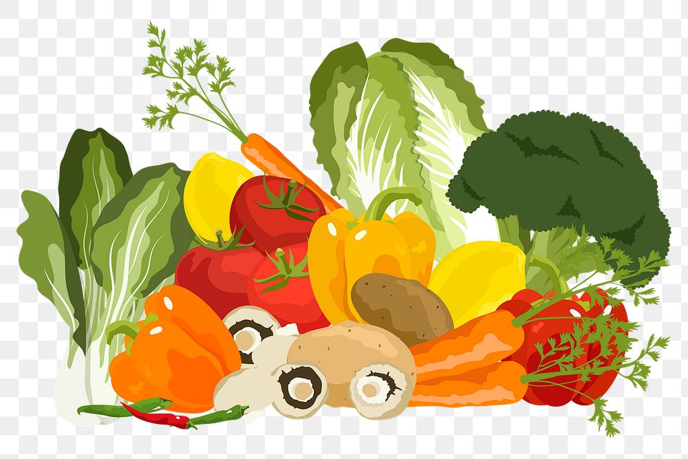 Healthy vegetables png sticker, realistic illustration, transparent background