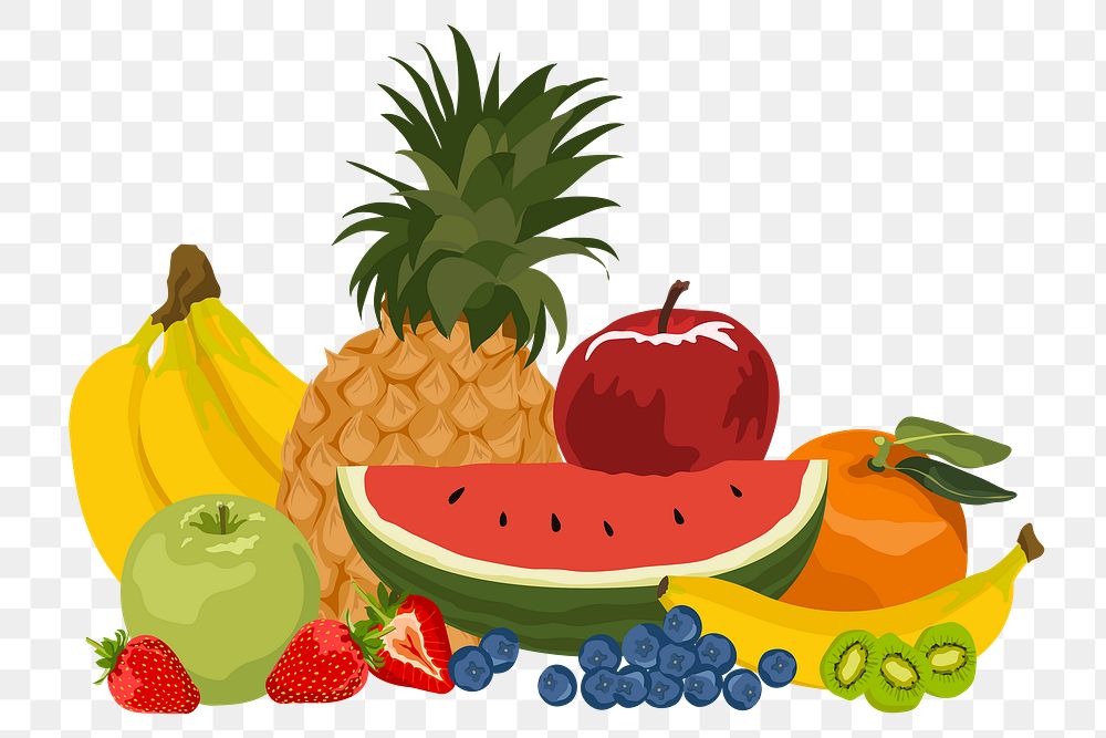 Healthy fruits png sticker, realistic illustration, transparent background