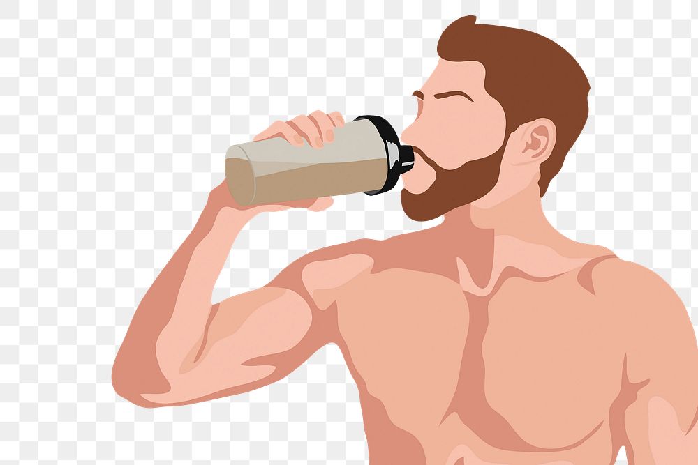 PNG man drinking protein shake sticker, transparent background 