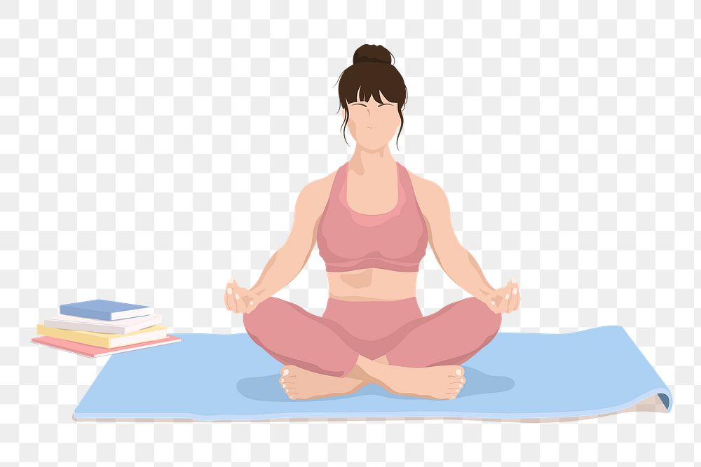 Yoga & meditation png sticker, realistic illustration