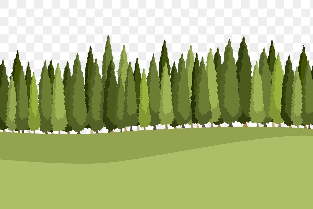 Green forest png border, transparent background, aesthetic illustration