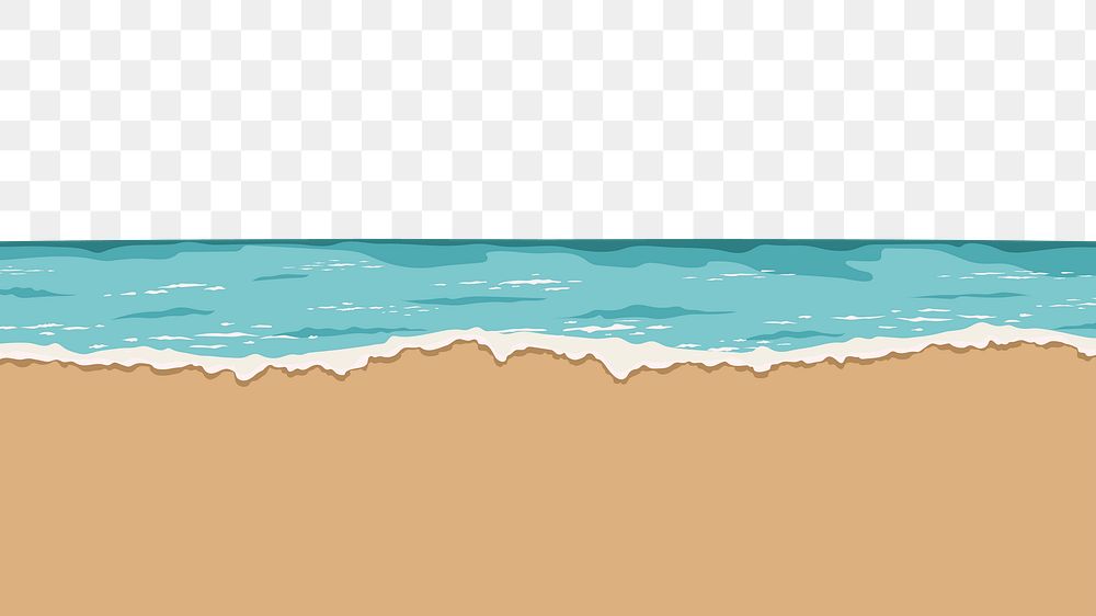 Beach png border transparent background, nature illustration