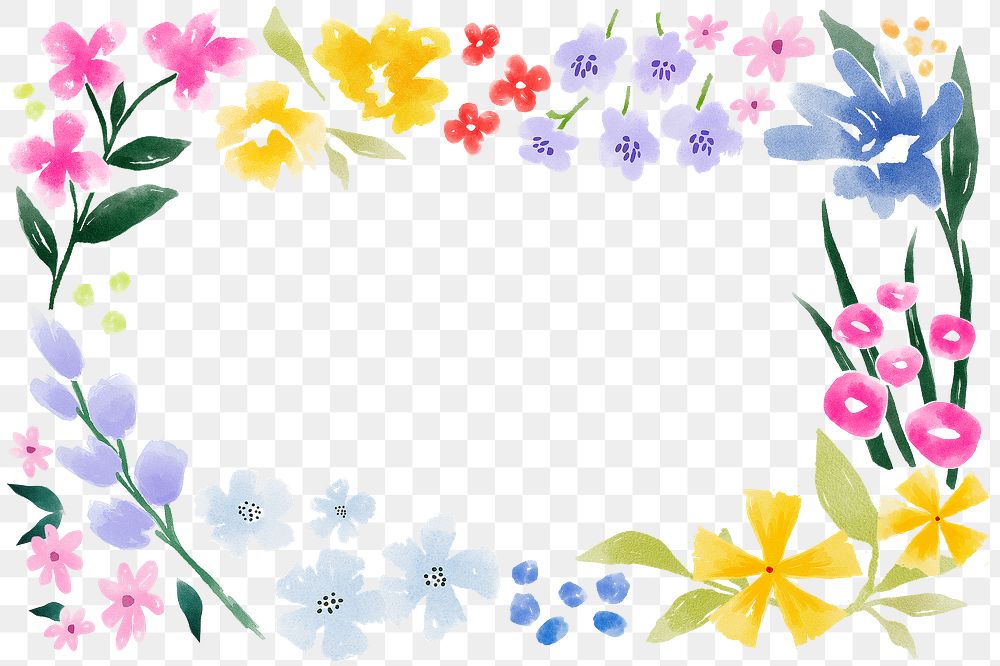 Summer flower png frame, transparent background