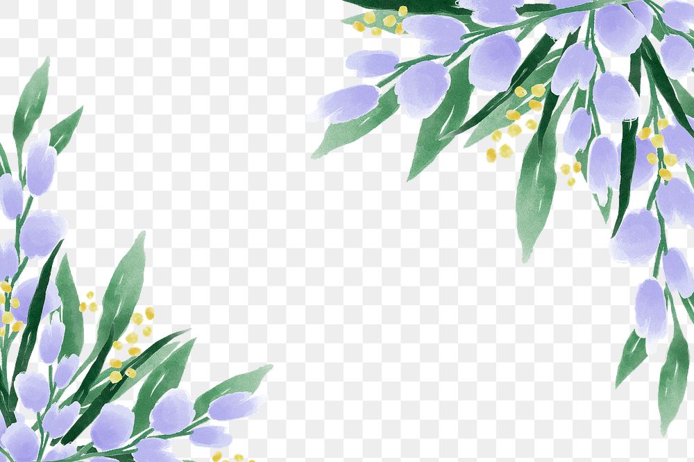 Purple flower png border frame, transparent background