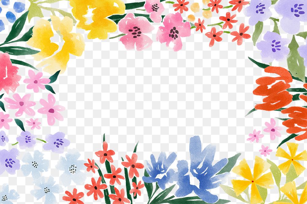 Summer flower png frame, transparent background