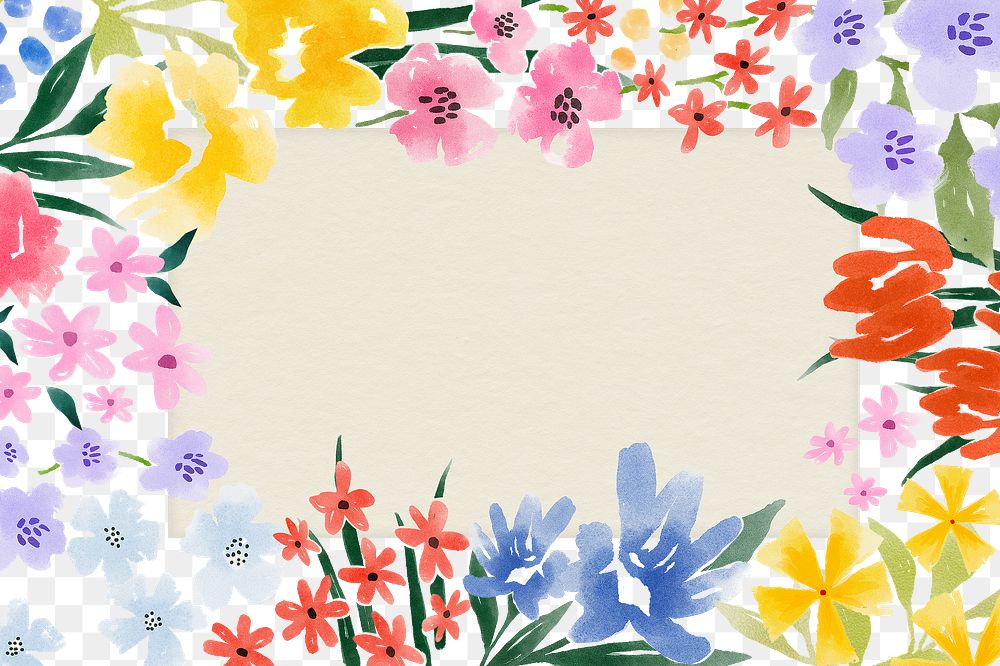 Summer flower png frame, transparent background