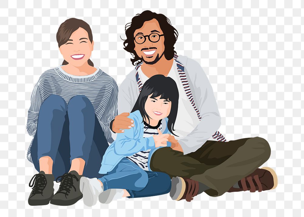 Japanese family png sticker illustration, transparent background