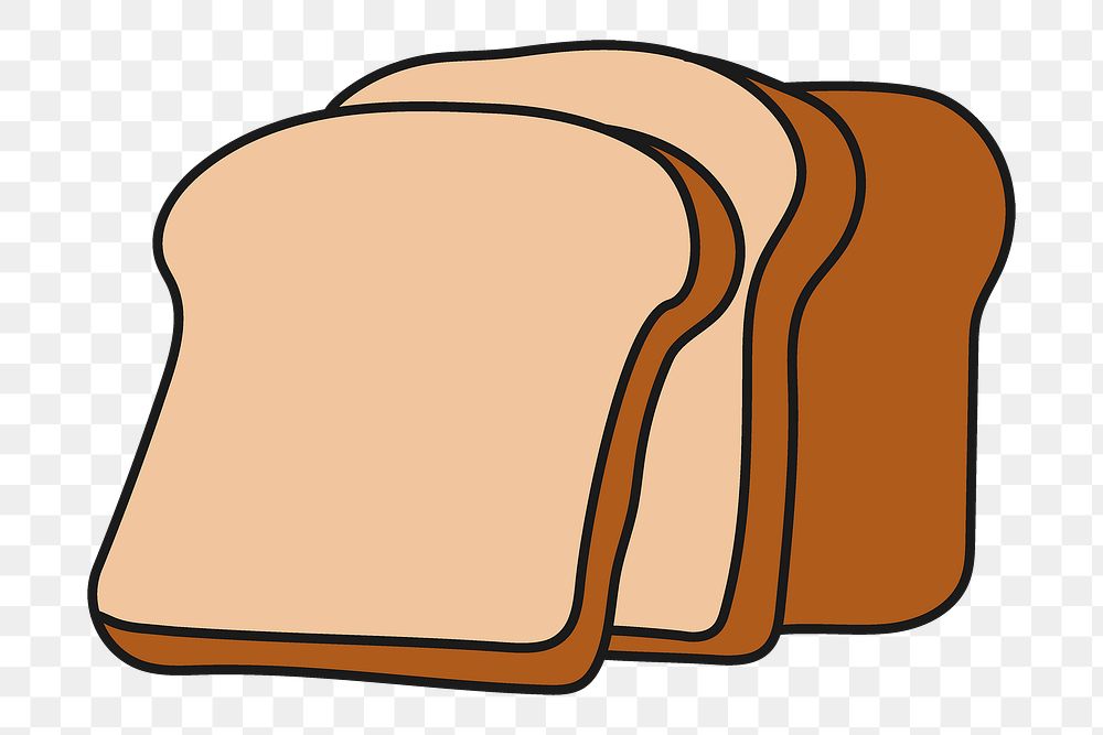 Bread slices png sticker, breakfast, food doodle on transparent background
