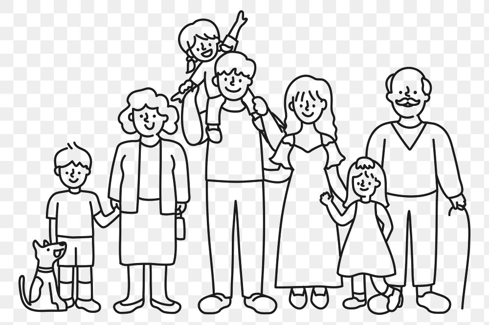 Extended family png sticker, character, transparent background