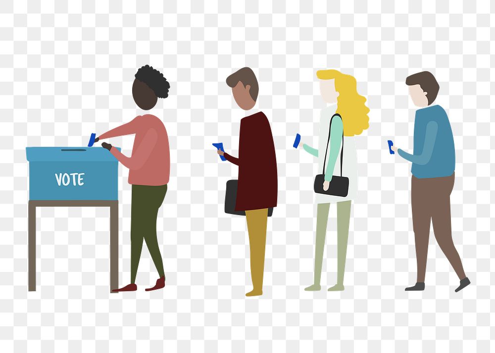 People voting for election png clipart, cartoon illustration