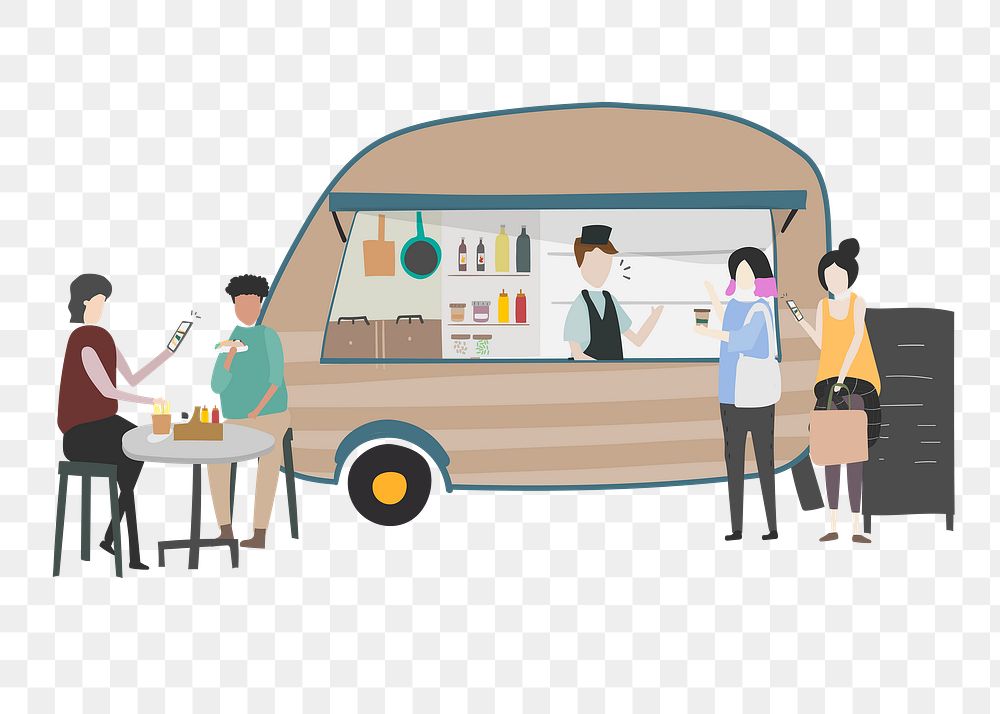 Food truck png clipart, cartoon illustration