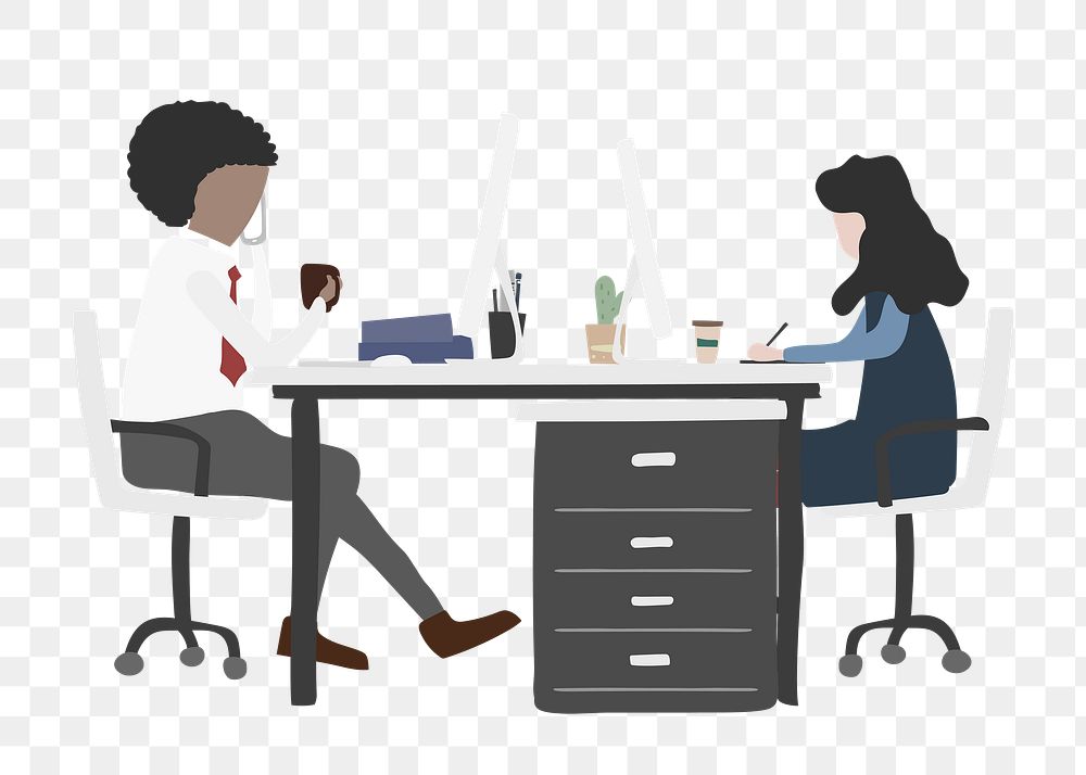 Business employee png working clipart, office workstation 