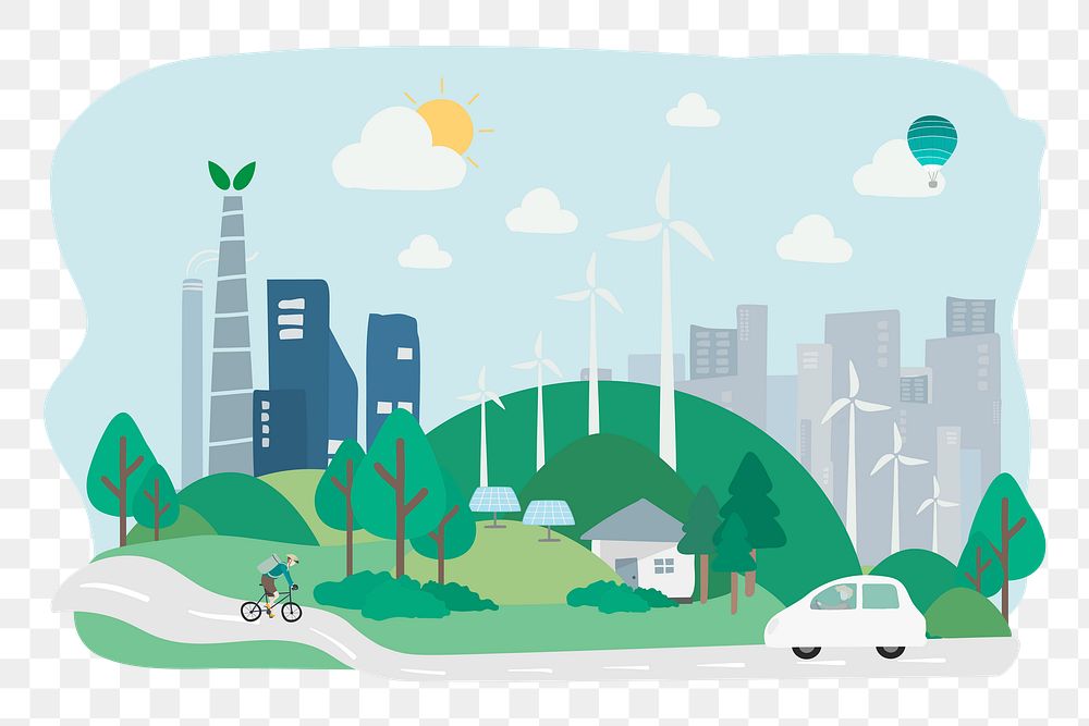 Sustainable cityscape png clipart, environment illustration