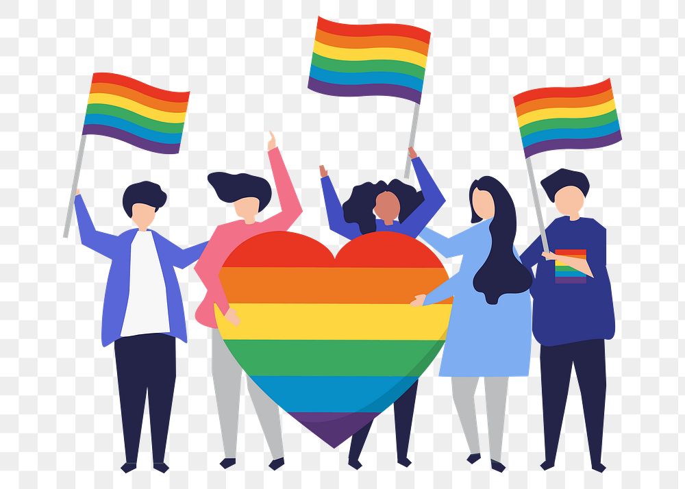 Pride parade png cartoon collage element clipart, LGBTQ+ gender equality illustration on transparent background