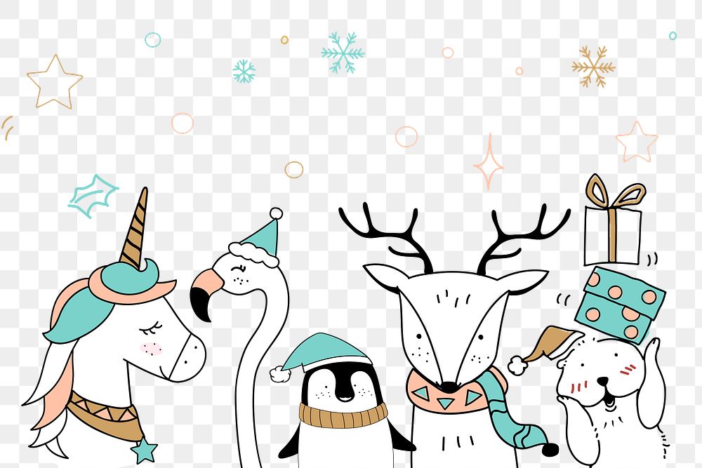 Unicorn png animal Christmas celebration cartoon