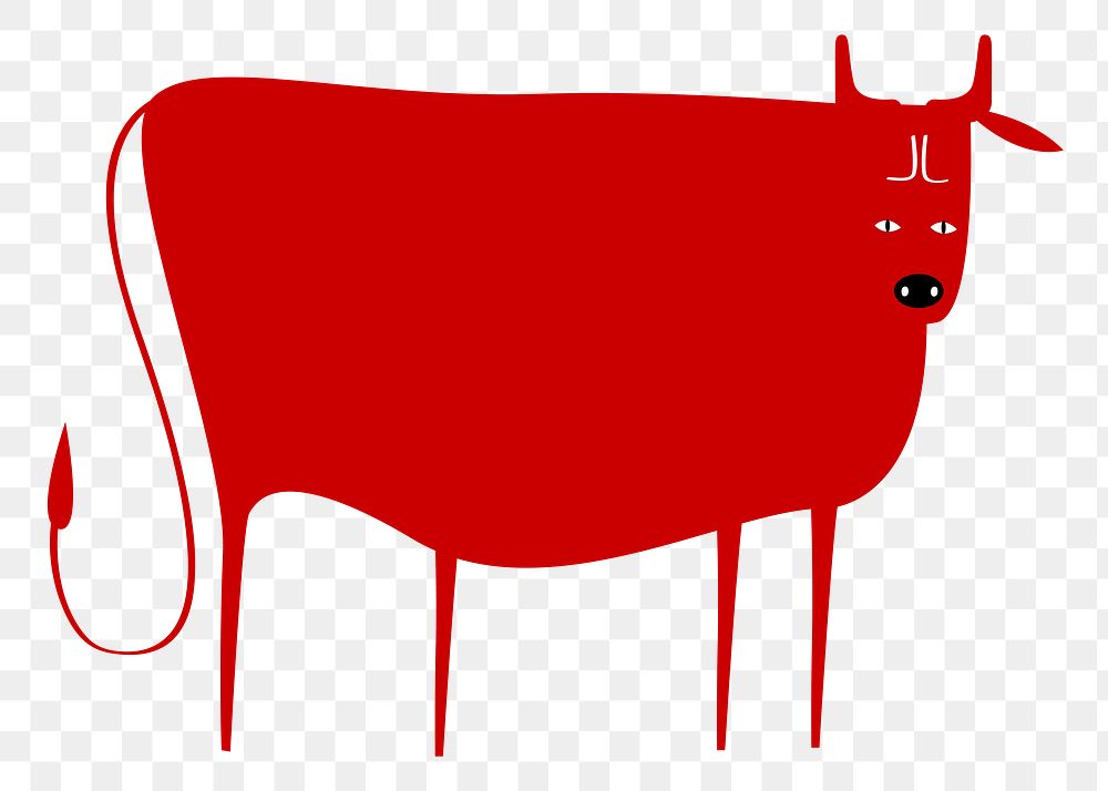 Chinese new year ox png zodiac sign journal red animal sticker