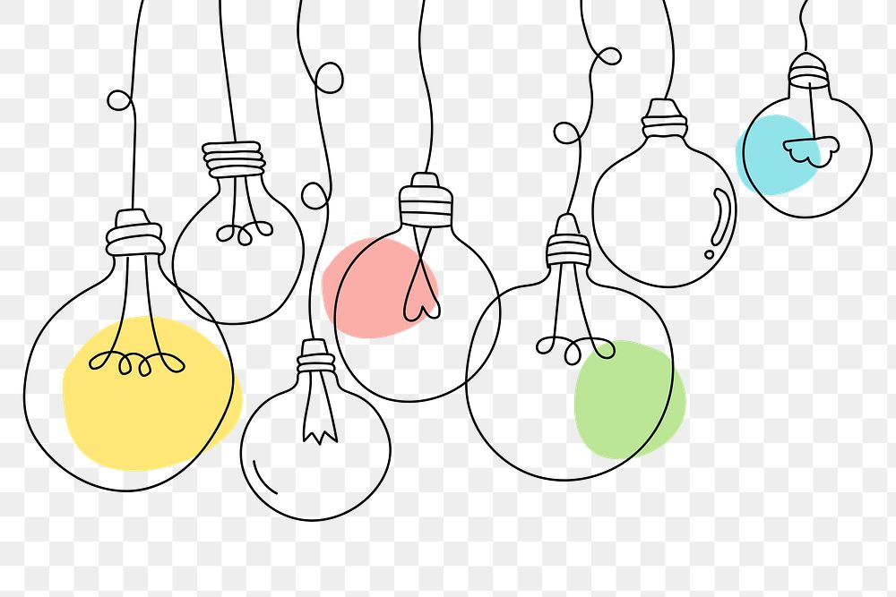 PNG border doodle light bulbs 