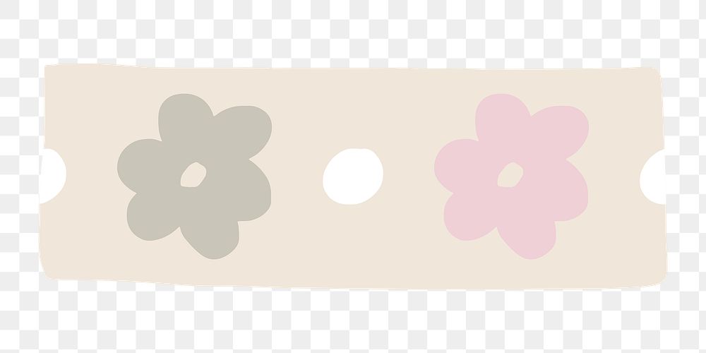 Washi tape png, floral beige stationery, collage element, transparent background