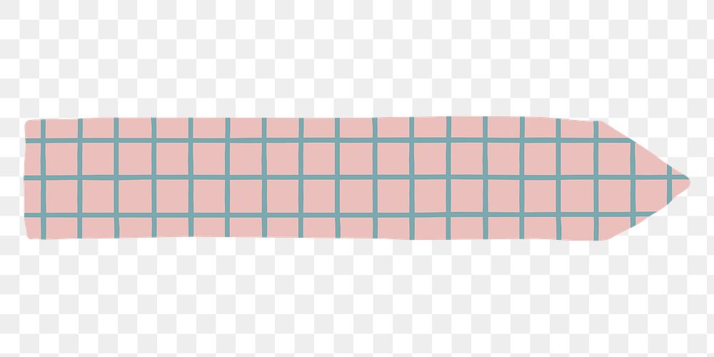 Arrow notepaper png, pink grid pattern, stationery collage element, transparent background