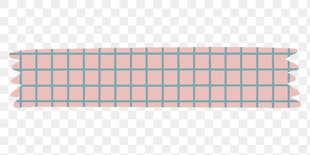 PNG grid washi tape, pink stationery collage element, transparent background