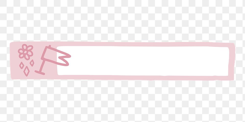 PNG pink page marker, white frame banner, stationery collage element, transparent background