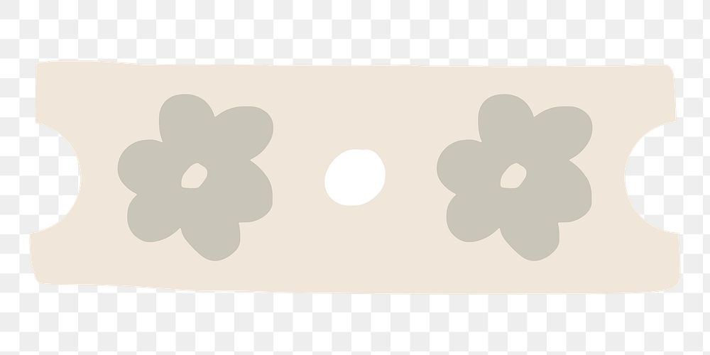 PNG beige washi tape, floral patterned stationery, collage element, transparent background