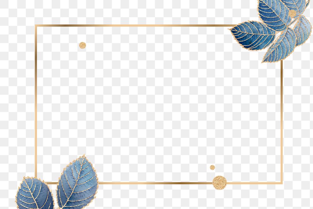 Leafy golden rectangle frame design element 